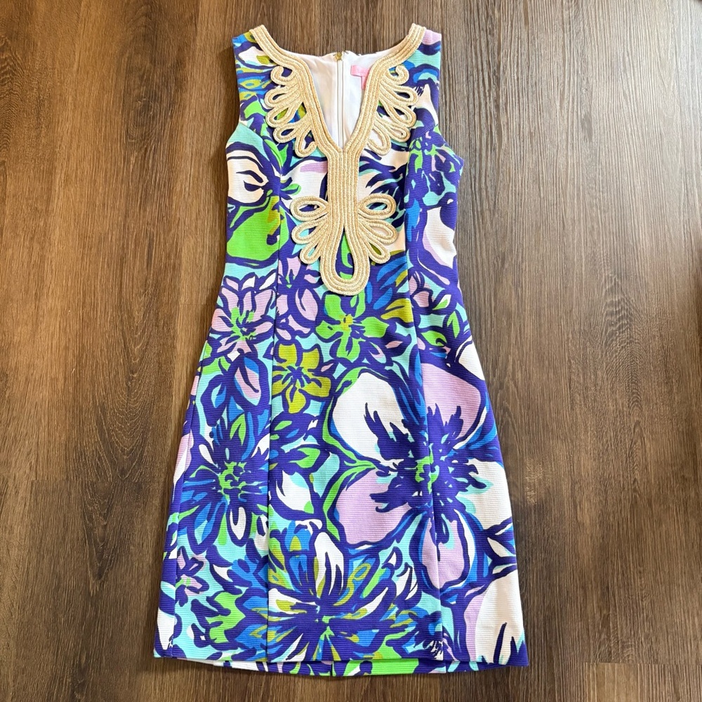 NWOT Lilly Pulitzer Janice Shift Dress Spectrum Blue Catwalk Size Small Vibrant